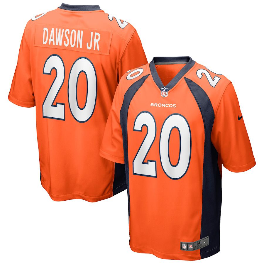 Men Denver Broncos #20 Duke Dawson Jr Nike Orange Game NFL Jersey->->NFL Jersey
